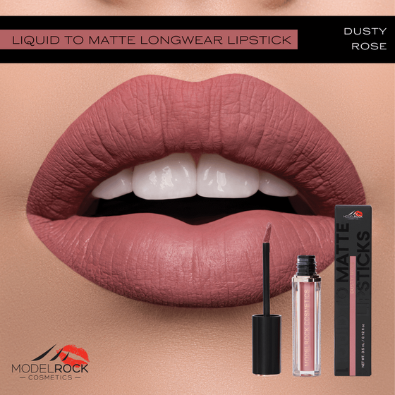 Model Rock Liquid to Matte Lipstick in Shade - Dusty Rose