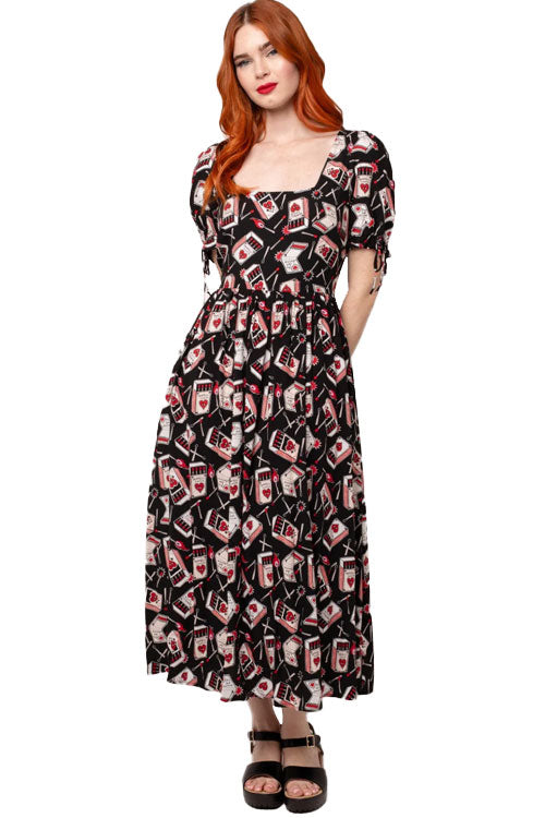 Hell Bunny Perfect Match Dress Maxi Matchbox Print