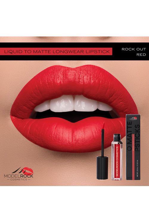 Model Rock Liquid to Matte Lipstick in Shade - Rock-out Red