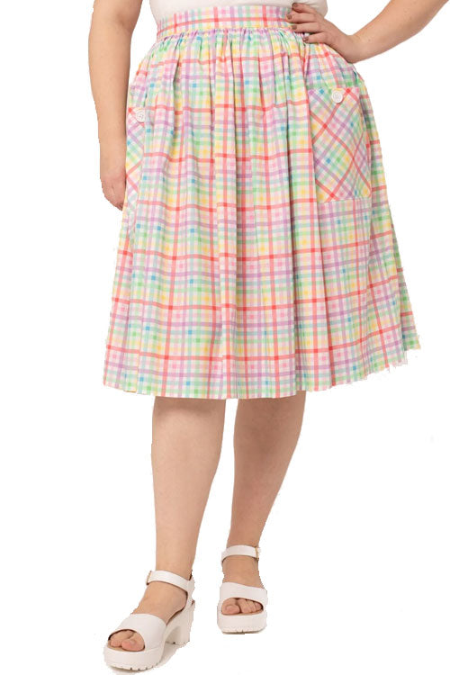 Hell Bunny Suzon Skirt Rainbow Gingham Plaid Check - PRE-ORDER estimated dispatch 17 January 2025