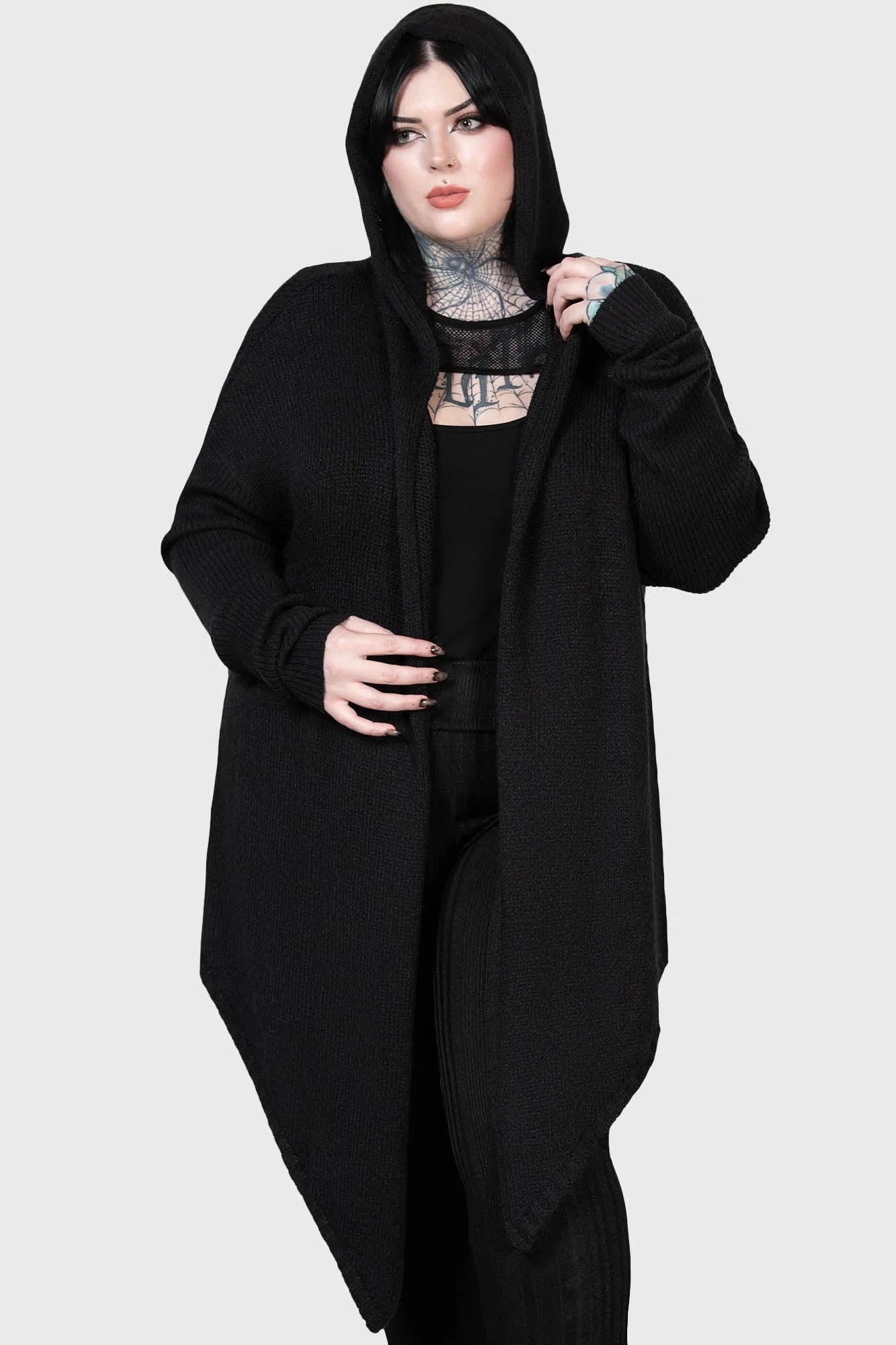 Killstar Veiled Sins Hooded Cardigan Drapey and Flowing Kitty Deluxe