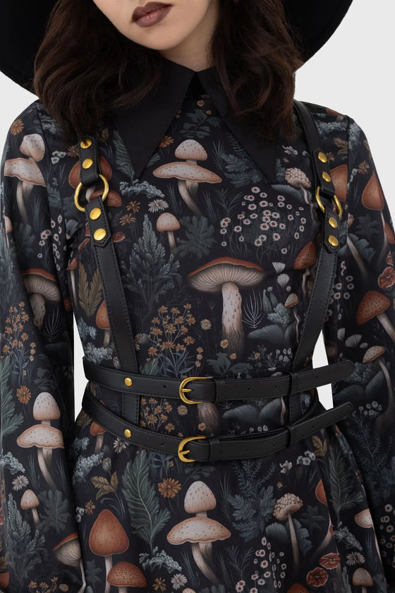 Killstar Wanda Black and Gold Statement Harness with Buckles Woodland Woes Range