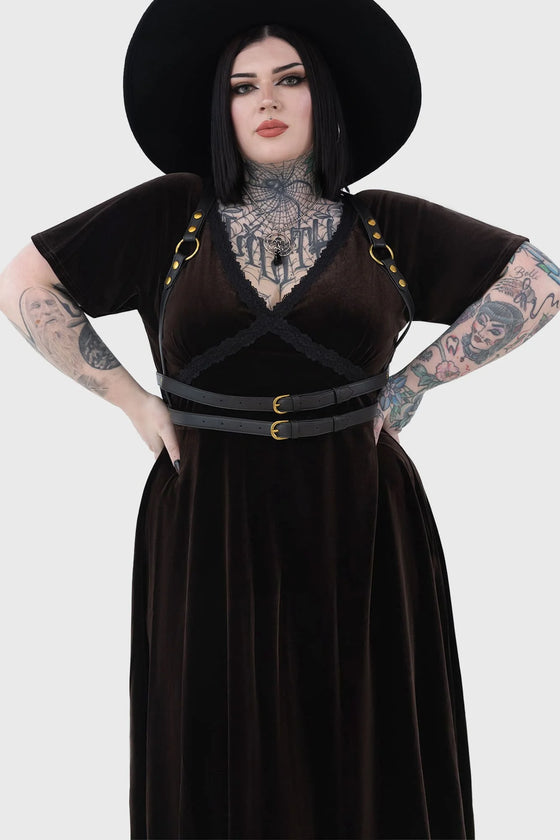 Killstar Wanda Black and Gold Statement Harness with Buckles Woodland Woes Range