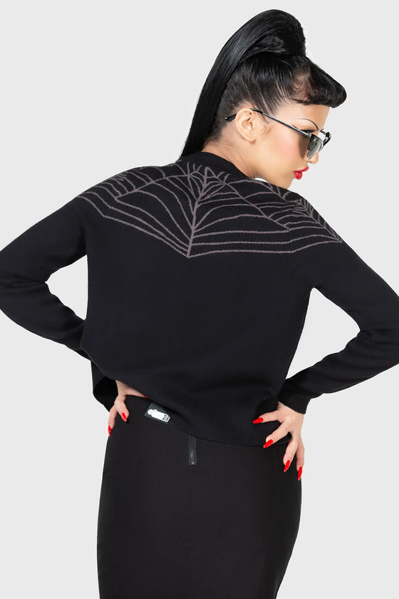 Killstar Web With It Cardigan Gothabilly Spiderweb Detail Knitted