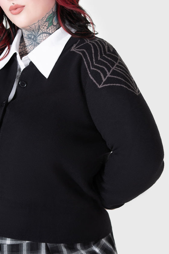 Killstar Web With It Cardigan Gothabilly Spiderweb Detail Knitted