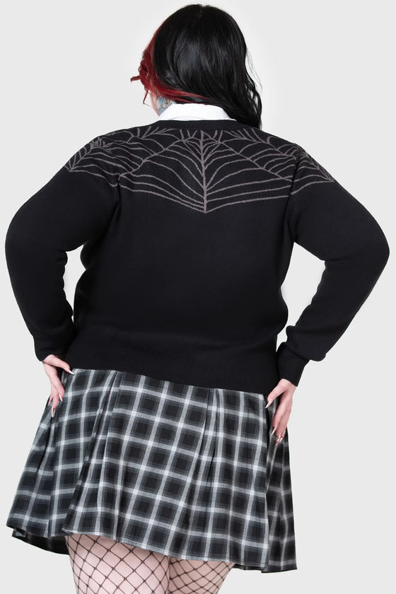 Killstar Web With It Cardigan Gothabilly Spiderweb Detail Knitted