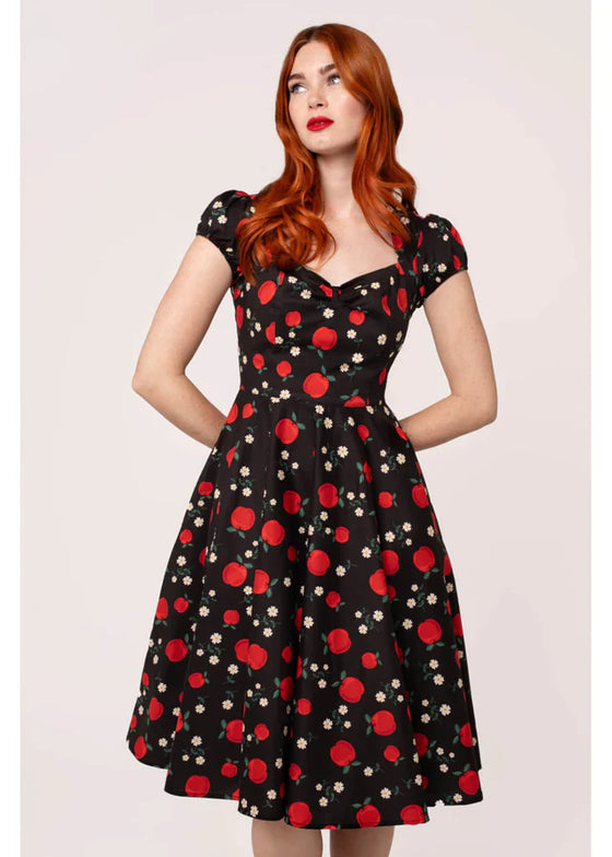 Hell Bunny Apple Pie Dress Apples and Blossoms Print