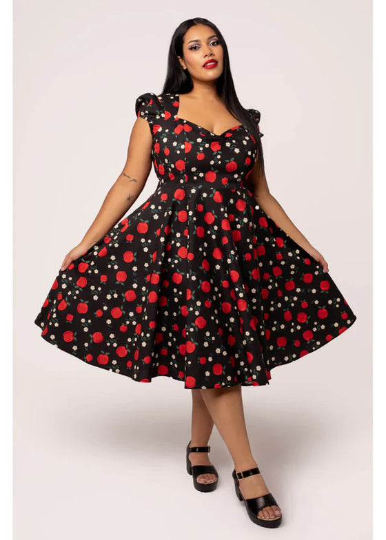 Hell Bunny Apple Pie Dress Apples and Blossoms Print