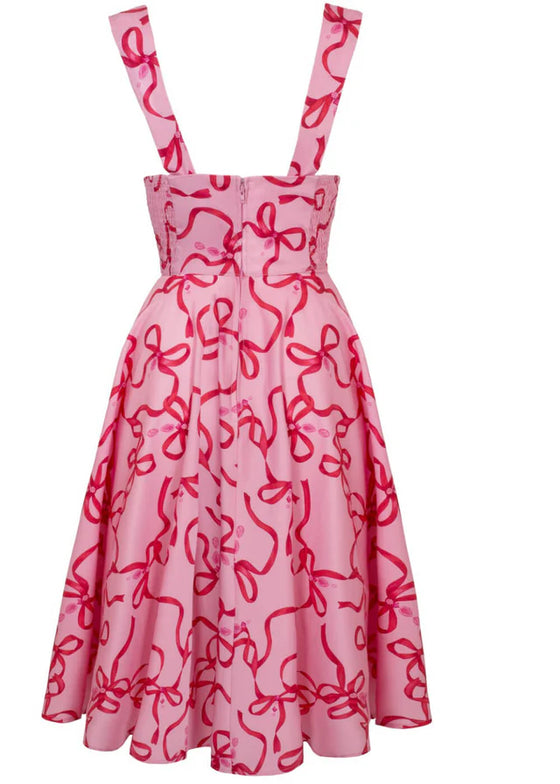 Hell Bunny Bownita Dress in Pink and Red Bow Print