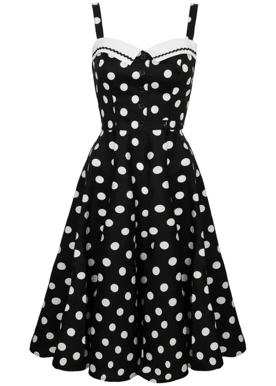 Hell Bunny Domino Dress Classic Black and White Polkadot