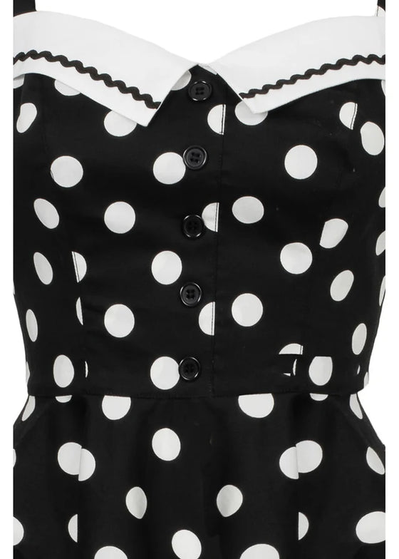 Hell Bunny Domino Dress Classic Black and White Polkadot