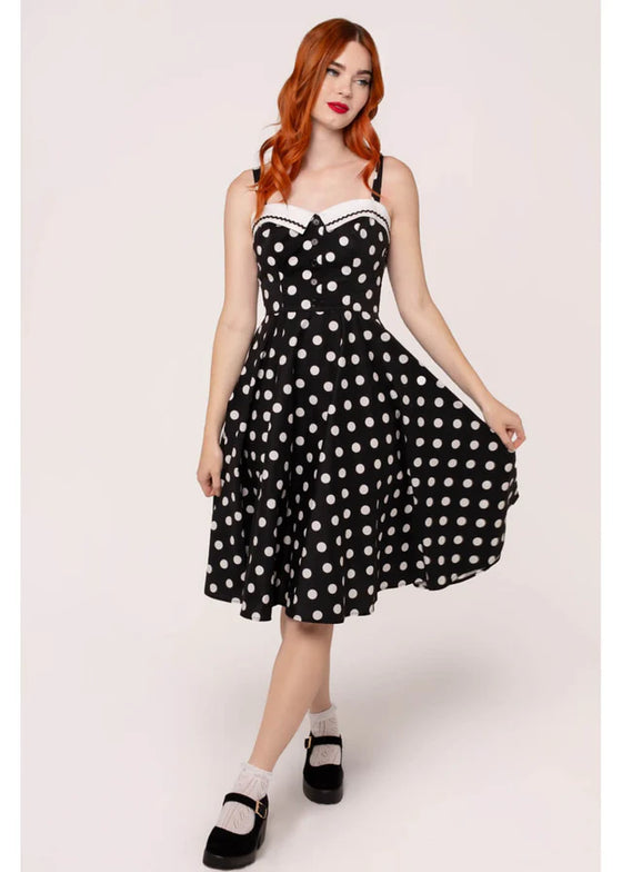 Hell Bunny Domino Dress Classic Black and White Polkadot