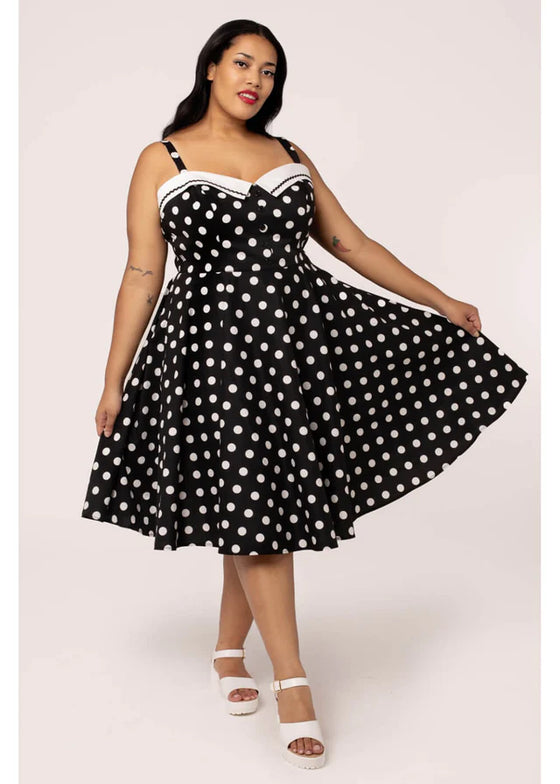 Hell Bunny Domino Dress Classic Black and White Polkadot