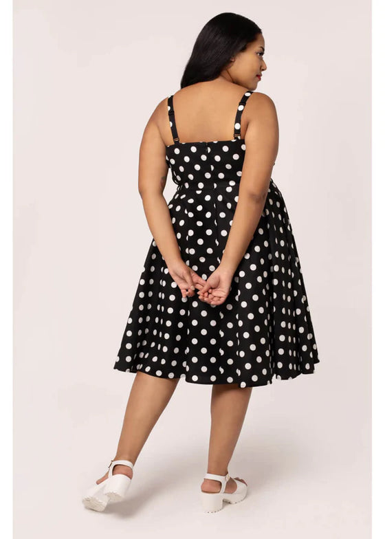 Hell Bunny Domino Dress Classic Black and White Polkadot