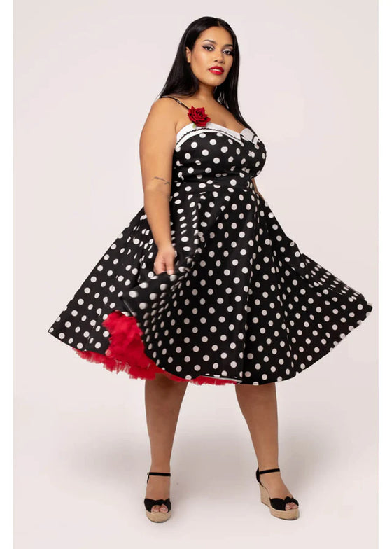 Hell Bunny Domino Dress Classic Black and White Polkadot