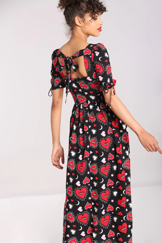 Hell Bunny Kate Heart Dress Maxi Funky Heart and Eye Print -  PRE-ORDER estimated dispatch 15 February 2025