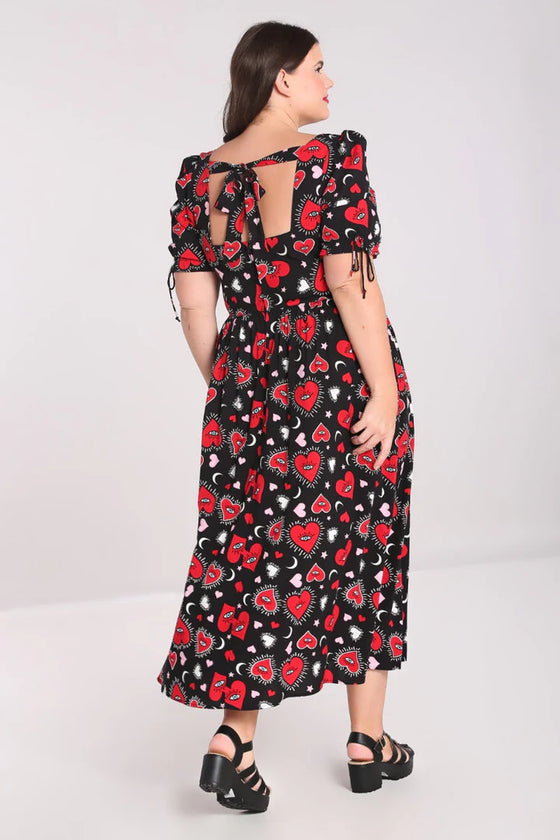 Hell Bunny Kate Heart Dress Maxi Funky Heart and Eye Print -  PRE-ORDER estimated dispatch 15 February 2025