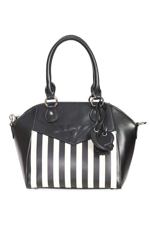 Banned Another Lost Soul Handbag Purse with Black and White Stripes