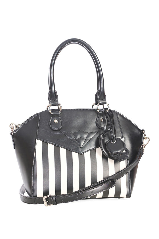 Banned Another Lost Soul Handbag Purse with Black and White Stripes