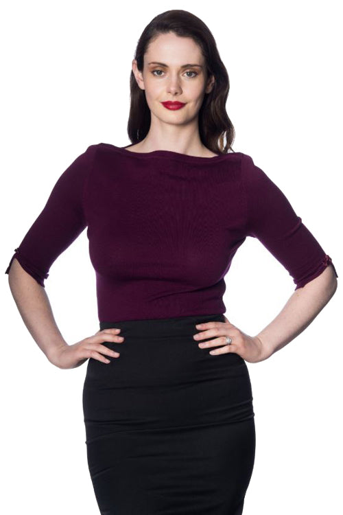 Banned Retro Addicted Jumper in Aubergine