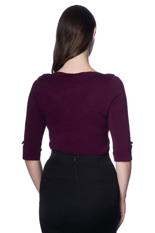 Banned Retro Addicted Jumper in Aubergine