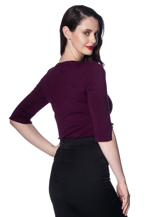 Banned Retro Addicted Jumper in Aubergine