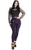 Banned Damien Stretch Skinny Trousers in Purple Tartan