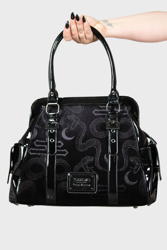 Killstar Time Warp Handbag Purse Velvet Embossed Snakes